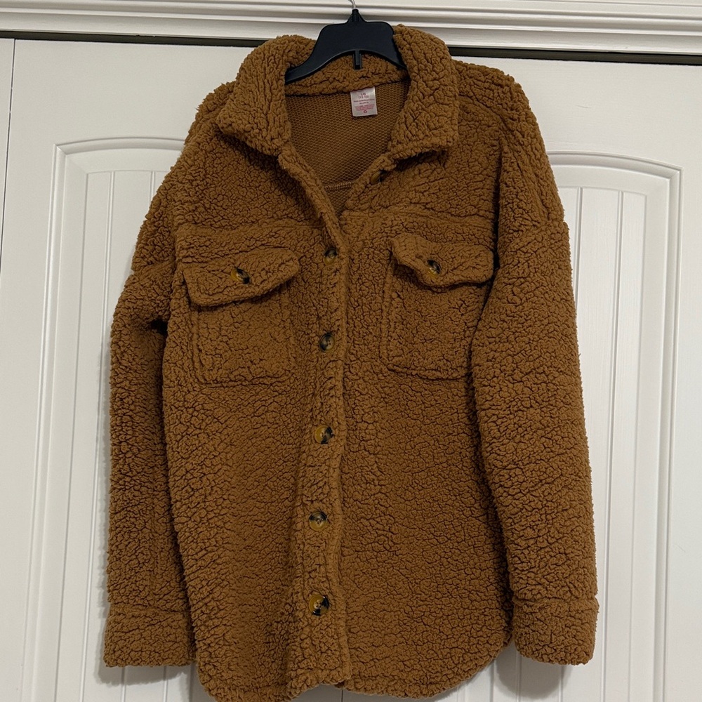 No Boundaries Brown Teddy Jacket